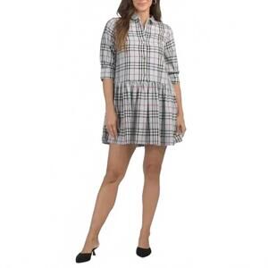 NEW GRETCHEN SCOTT plaid so sweet dress in pale blue